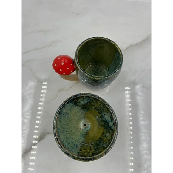 Urban Outfitters UO Home Mushroom Pour Over Coffee Mug Set Teal Green Ceramic